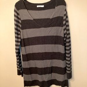 Reitmans Long Gray Stripe Tunic Sweater